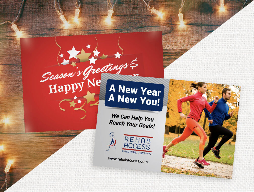 Holiday and New Year Marketing Postcards