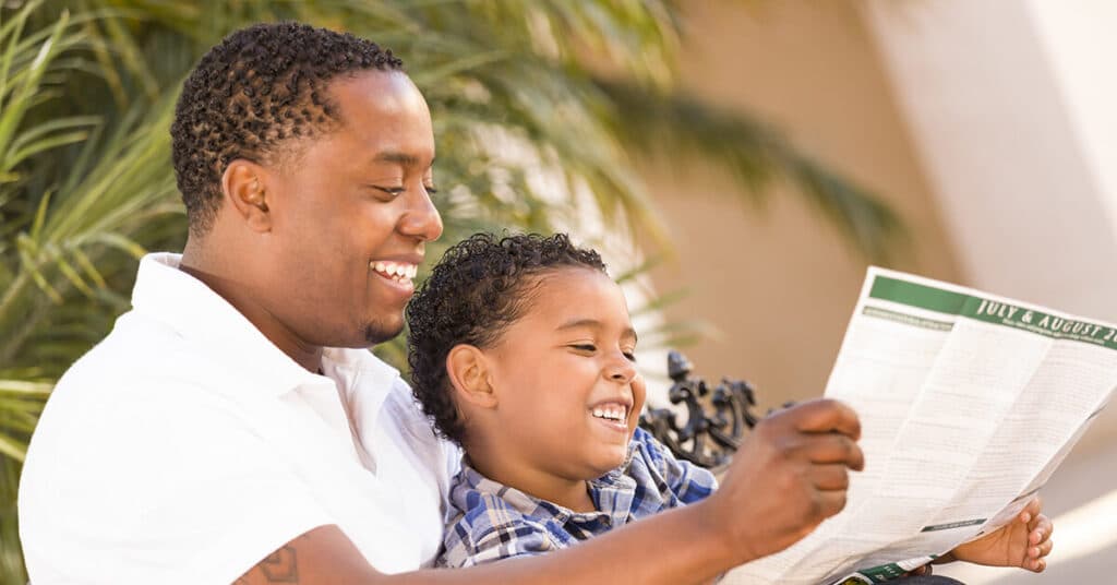 family reading physical therapy brochures