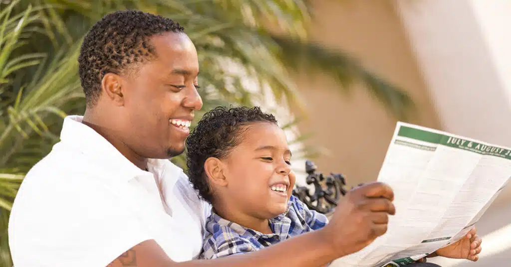 family reading physical therapy brochures