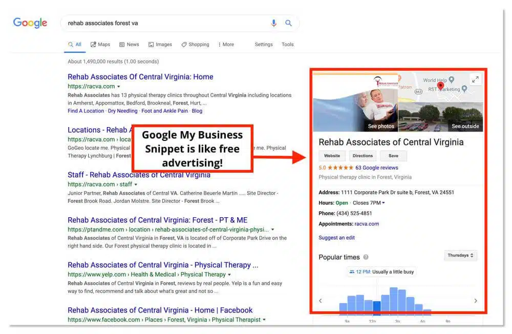 Google MyBusiness Snippet