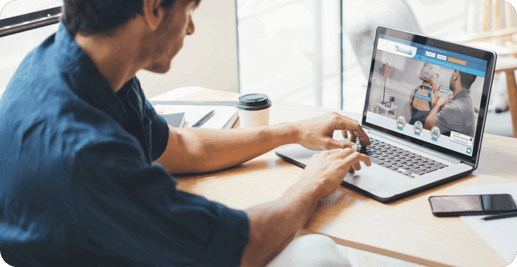 Patient Researching Pain Relief and Physical Therapy