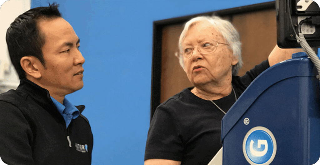 Patient using an Alter-G treadmill