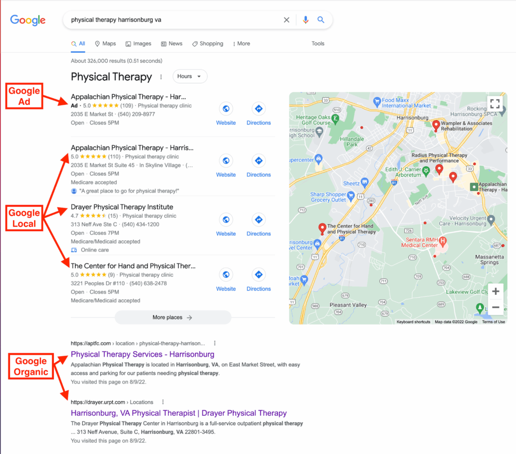 Physical Therapy Clinic's Google My Business Profile