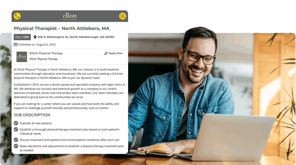 Physical Therapist looking at Hiring screen