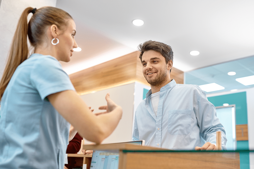 PT patient check in at front desk