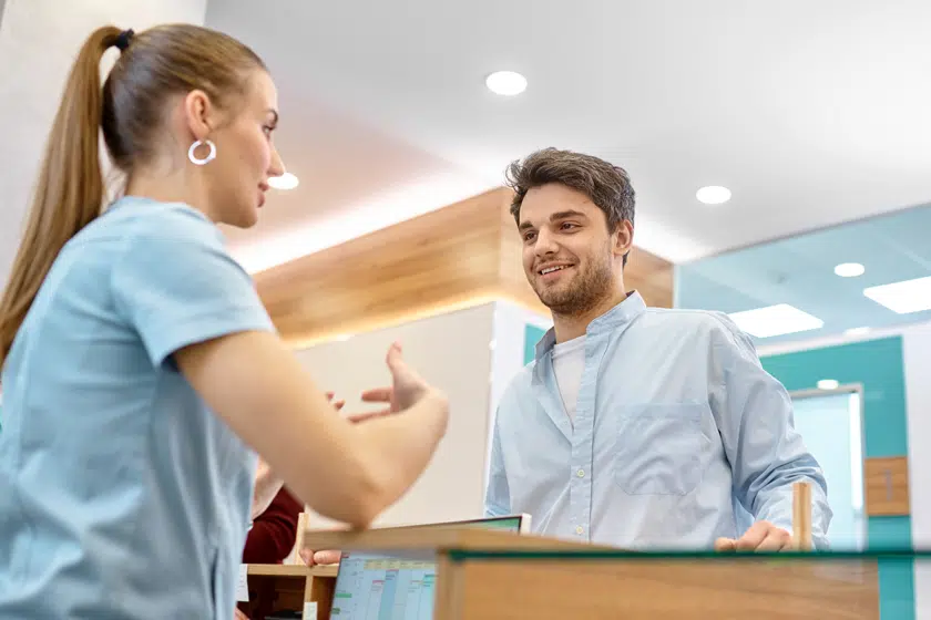 PT patient check in at front desk
