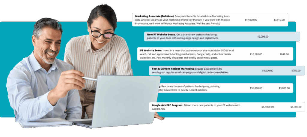 pt owners reviewing marketing budget