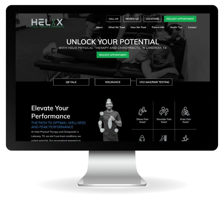 helix chiropractic physical therapy marketing website design by practice promotions
