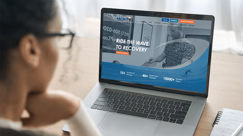 patient with Pacific Pro PT website