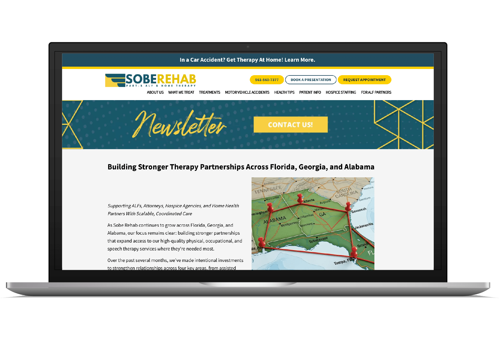 SOBE Rehab digital newsletter mockup