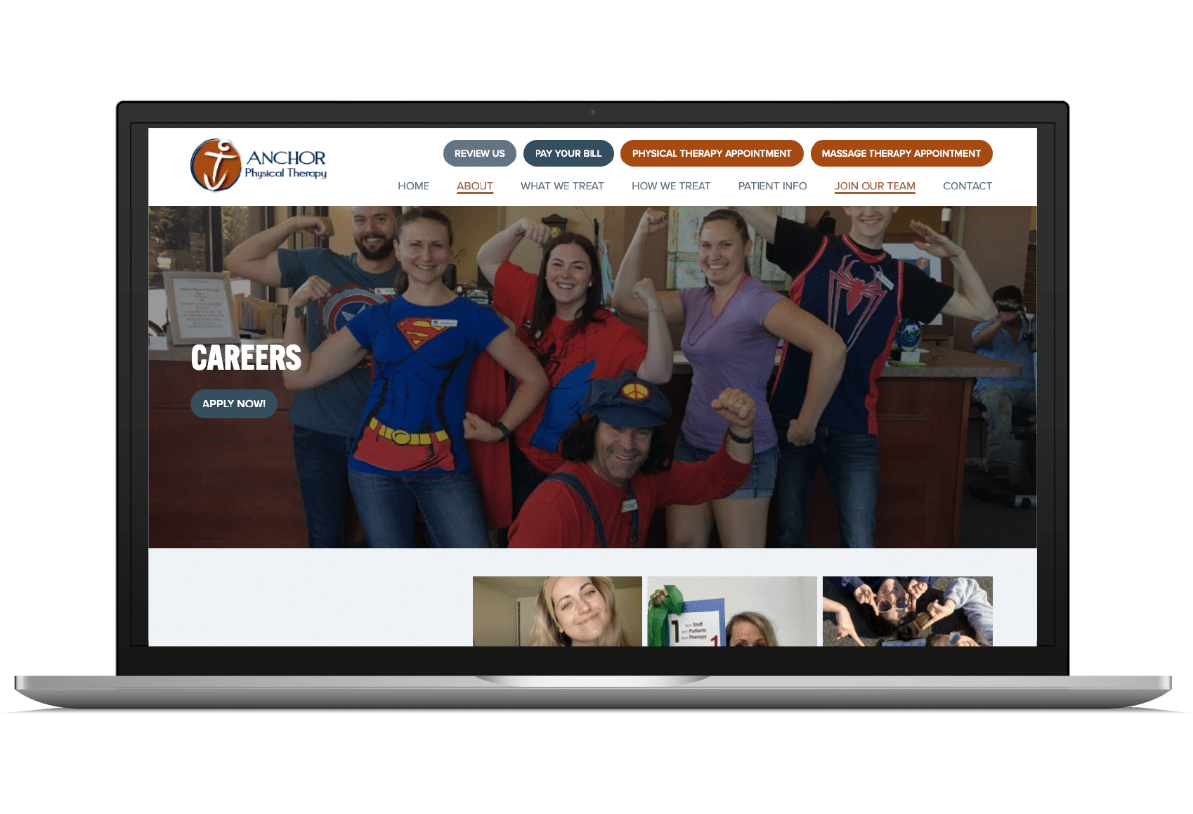 Anchor PT careers page design