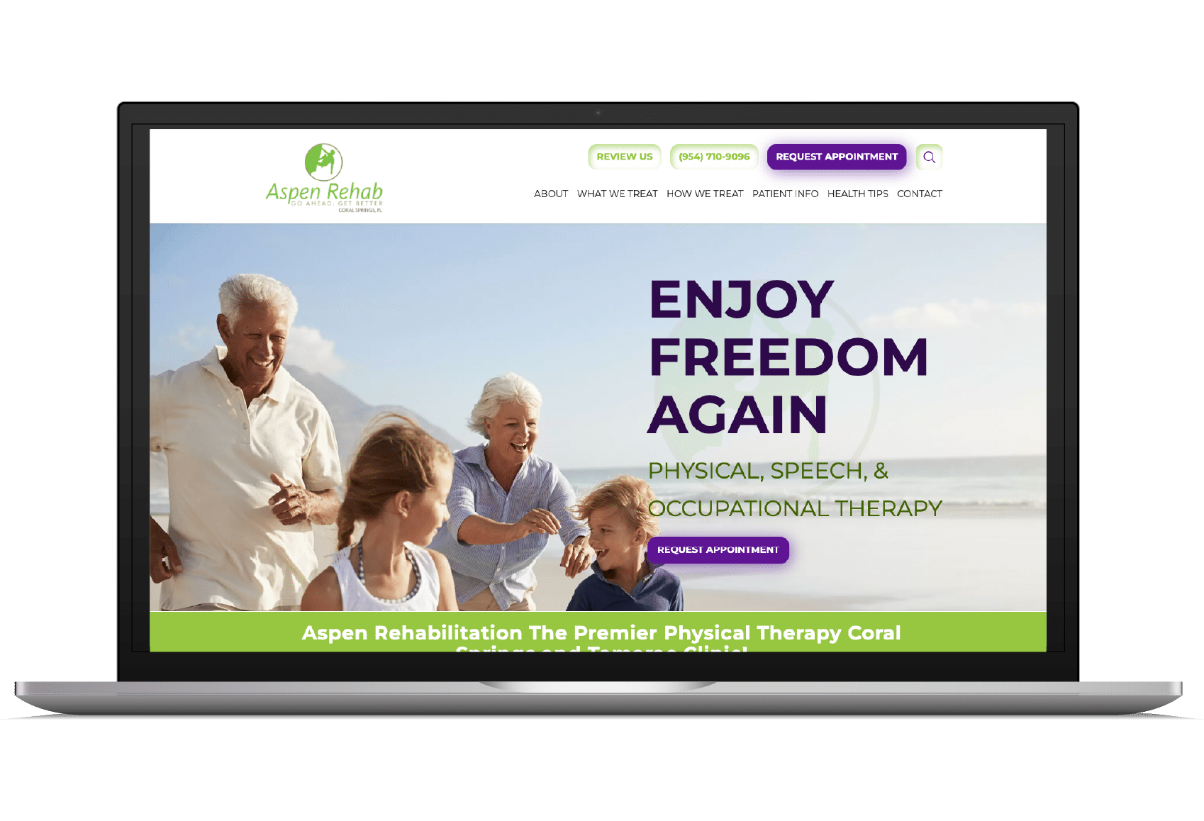 Aspen Rehab website mockup