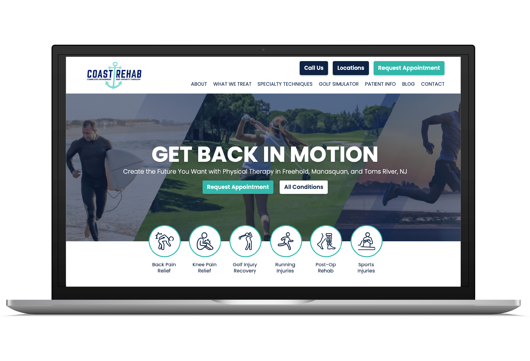 Coast Rehab website laptop mockup