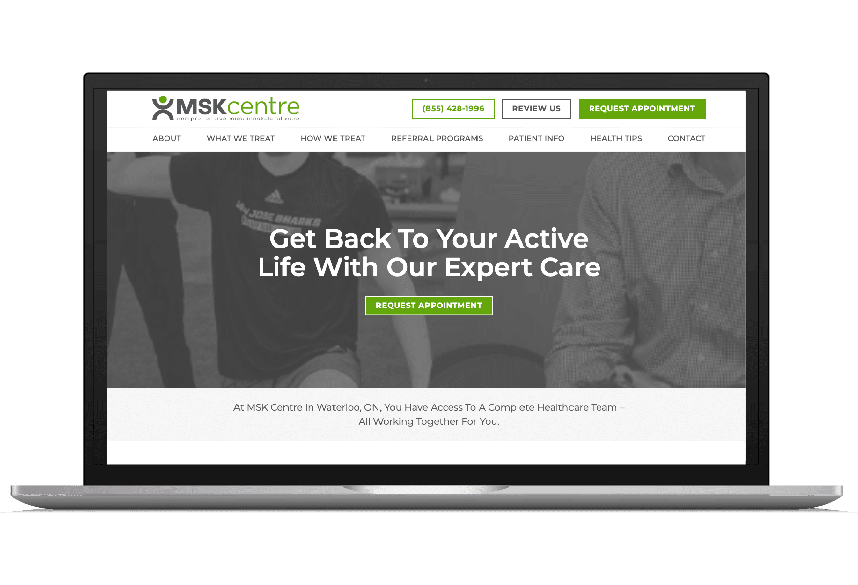 MSK Centre physio website mockup