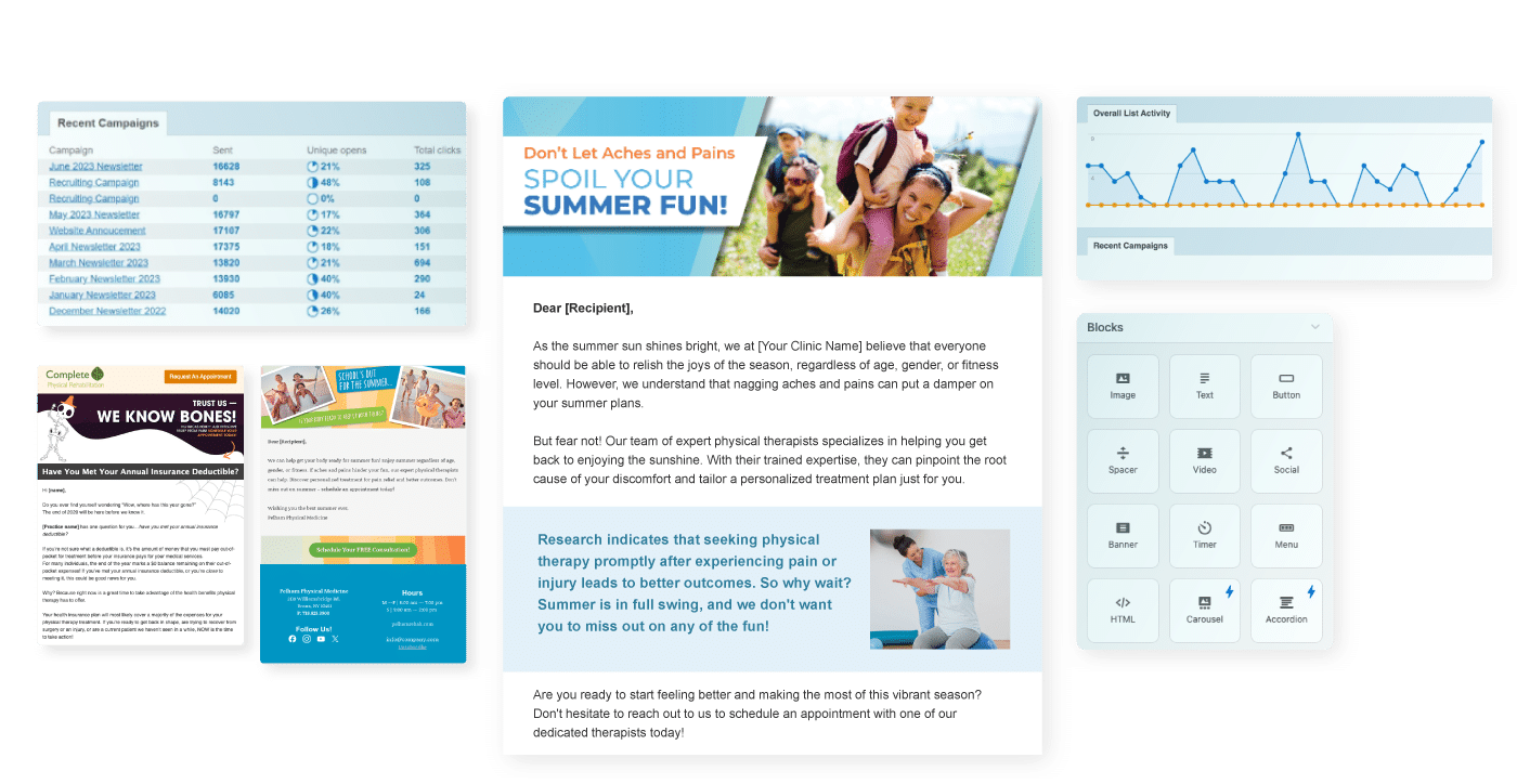 physical therapy email marketing mockup