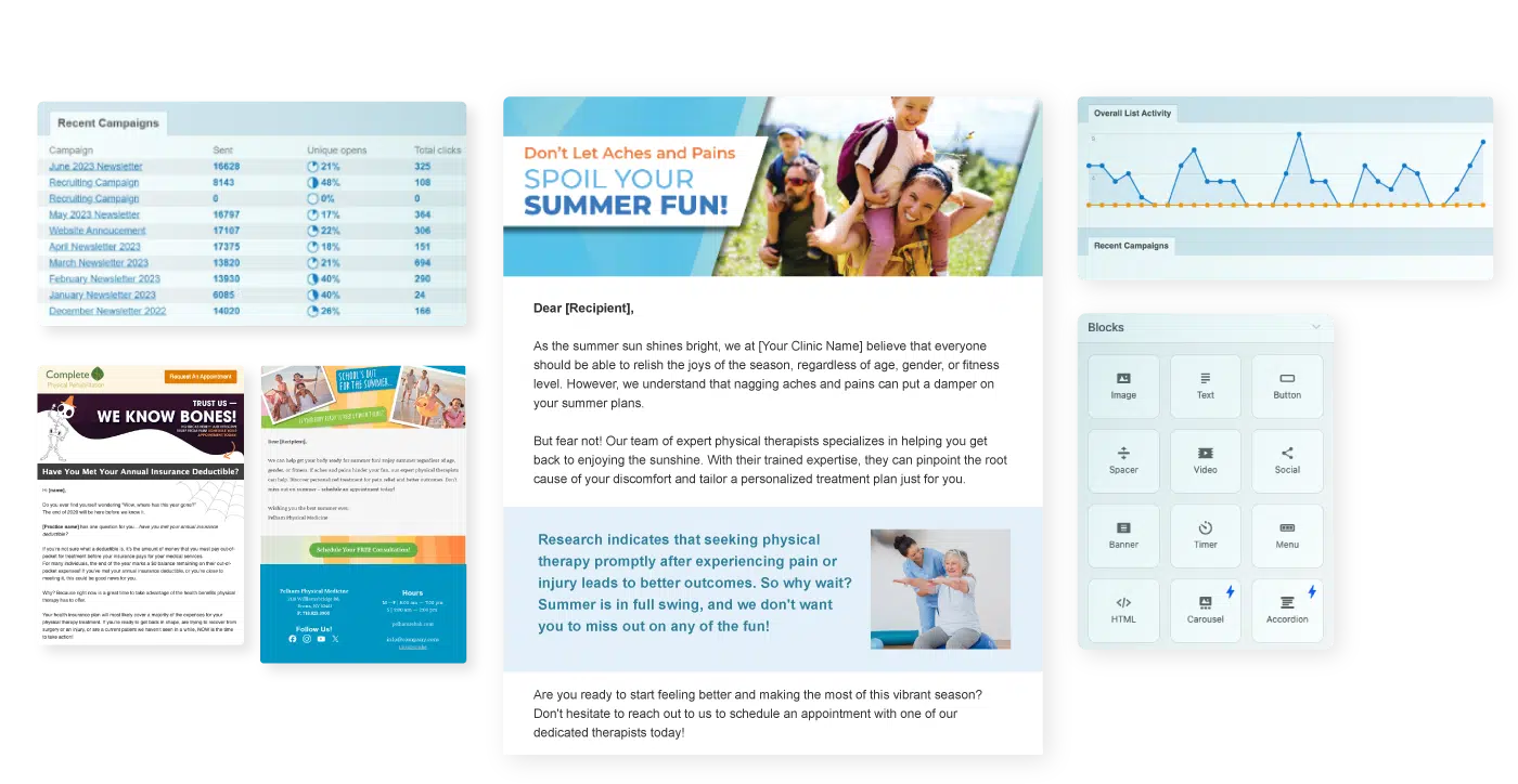 physical therapy email marketing mockup