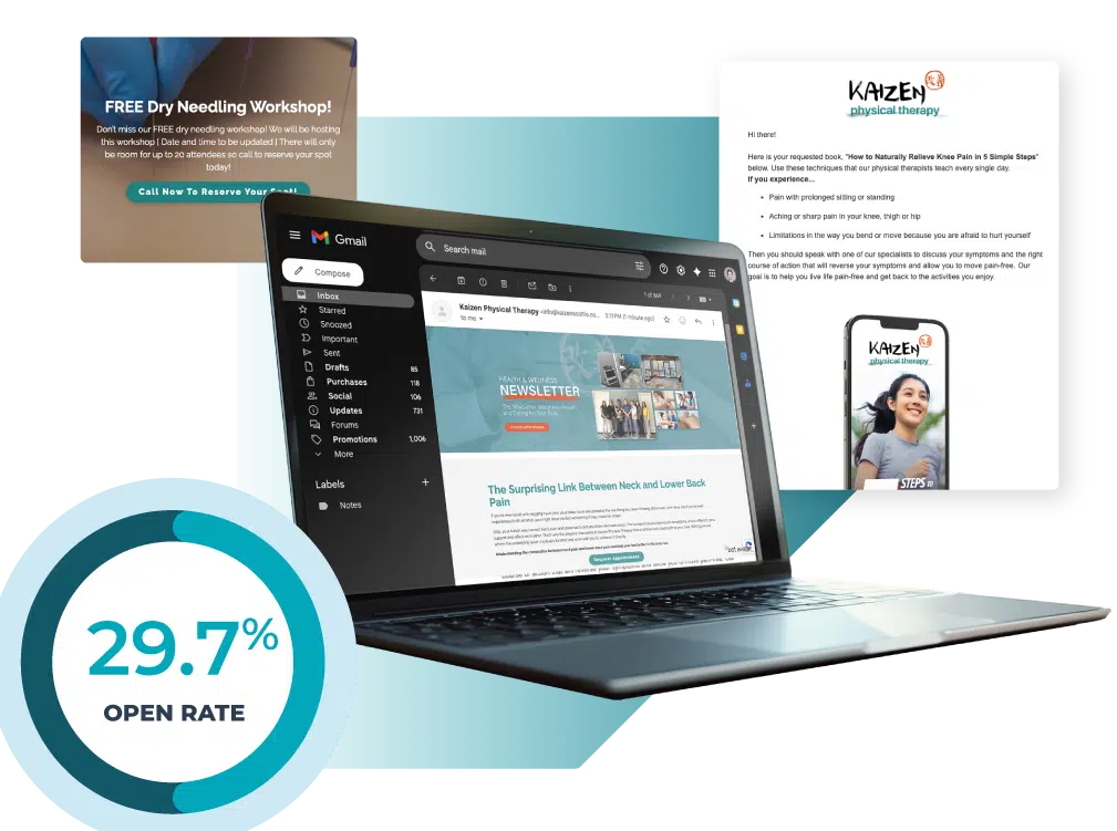 mockup of patient email open rate